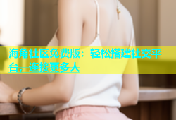 海角社区免费版：轻松搭建社交平台，连接更多人